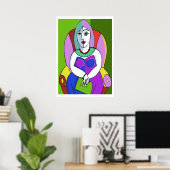 Frau mit einer Tablette Poster (Heimbüro)