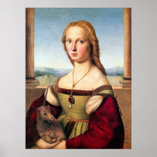 Frau mit Einhorn von Raphael - Poster/Print Poster