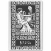 Frau mit Eule, Büchern und klassischer Bibliothek Aufkleber (Vorderseite)