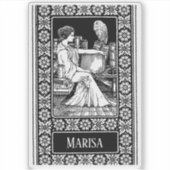Frau mit Eule, Büchern und klassischer Bibliothek Aufkleber (Vorderseite)