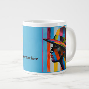 Frau mit farbenfrohem Hut auffällige Silhouette Jumbo-Tasse