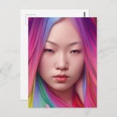 Frau mit farbenfrohen Haaren Postkarte (Vorne/Hinten)