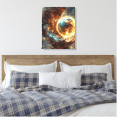 Frau mit Feuer-Orb-Canvas-Print Leinwanddruck (Insitu (Schlafzimmer))