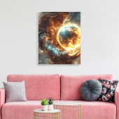 Frau mit Feuer-Orb-Canvas-Print Leinwanddruck (Insitu (Wohnzimmer))
