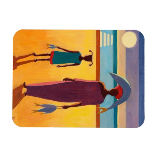 Frau mit Fisch Magnet (Horizontal)