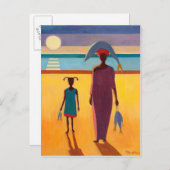 Frau mit Fisch Postkarte (Vorne/Hinten)