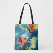 Frau mit fließendem Haar Tasche (Vorderseite)