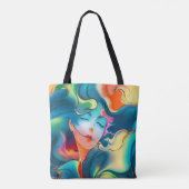 Frau mit fließendem Haar Tasche (Rückseite)