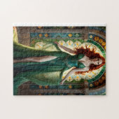 Frau mit fließendem rotem Haar und grünem Auge, Dü Puzzle (Horizontal)