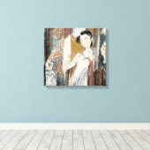 Frau mit Floral Hairpin Leinwanddruck (Insitu (Holzboden))