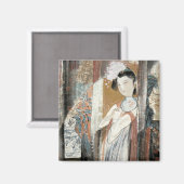 Frau mit Floral Hairpin Magnet (Vorderseite/Rückseite)