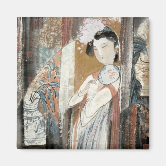 Frau mit Floral Hairpin Magnet (Vorne)