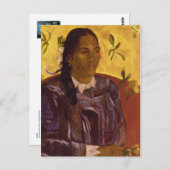 Frau mit Gardenia von Paul Gauguin Postkarte (Vorne/Hinten)
