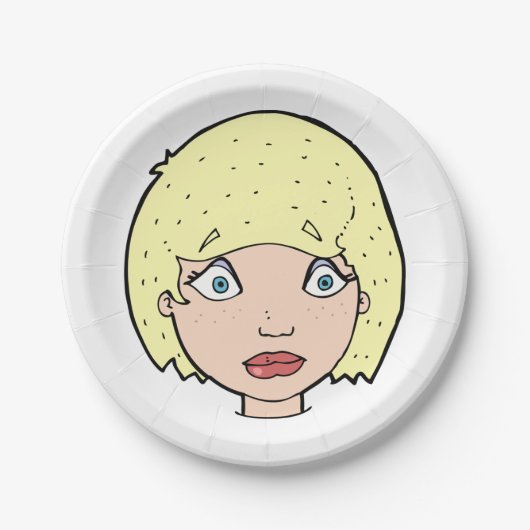 Frau mit gelbem Haar Pappteller (Vorderseite)