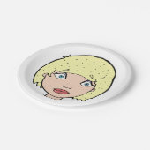 Frau mit gelbem Haar Pappteller (Schrägansicht)