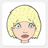 Frau mit gelbem Haar Quadratischer Aufkleber (Vorderseite)