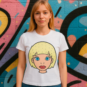 Frau mit gelbem Haar T-Shirt