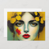 Frau mit gelben Blumen Postkarte (Vorne/Hinten)