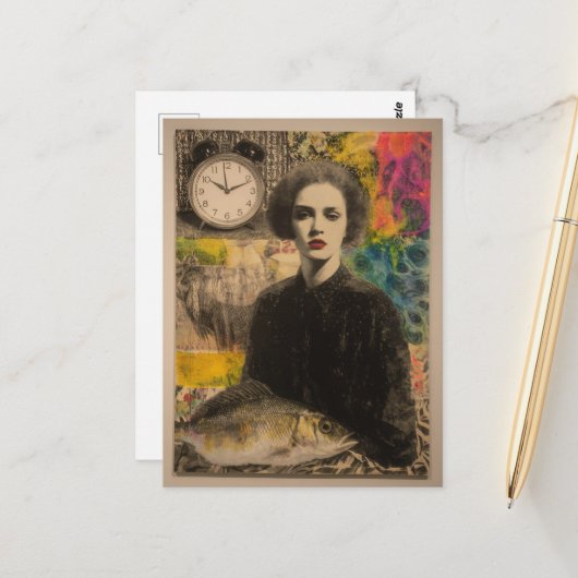 Frau mit gemischten Medien Postkarte (Vorderseite/Rückseite Beispiel)