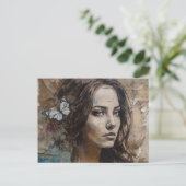 Frau mit gemischten Medien-Postkarte Postkarte (Stehend Vorderseite)