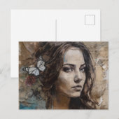 Frau mit gemischten Medien-Postkarte Postkarte (Vorne/Hinten)