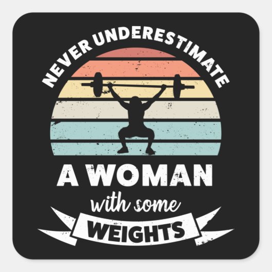 Frau mit Gewichten Funny Gift Ehefrau Mama Quadratischer Aufkleber (Vorderseite)