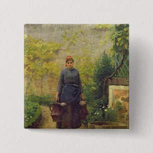 Frau mit Gießkannen Button