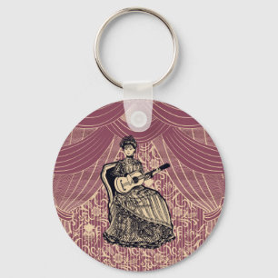 Frau mit Gitarre Schlüsselanhänger