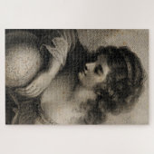 Frau mit Globe Vintag Puzzle (Horizontal)