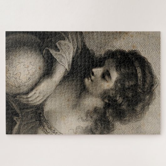 Frau mit Globe Vintag Puzzle (Horizontal)