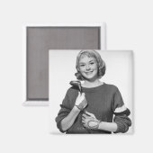 Frau mit Golfschläger Magnet (Vorderseite/Rückseite)