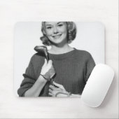 Frau mit Golfschläger Mousepad (Mit Mouse)