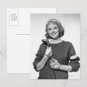 Frau mit Golfschläger Postkarte (Vorne/Hinten)