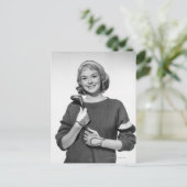 Frau mit Golfschläger Postkarte (Stehend Vorderseite)