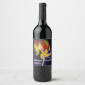 FRAU MIT GRAPEN, VINEYARD HARVEST Jugendstil Weinetikett (Vorderseite)