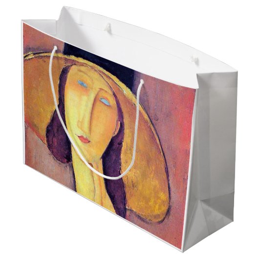 Frau mit Großhut, Modigliani Große Geschenktüte (Rückseite Schrägansicht)