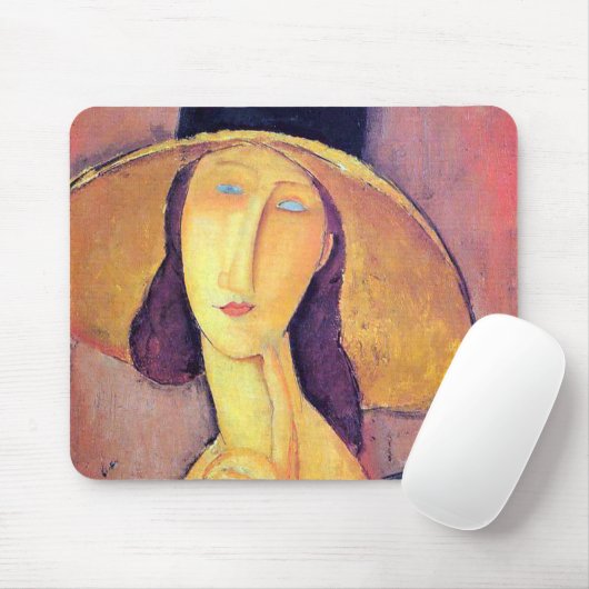 Frau mit Großhut, Modigliani Mousepad (Mit Mouse)