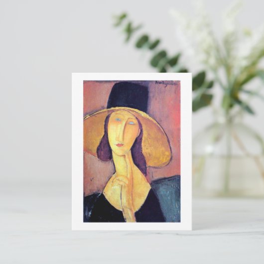 Frau mit Großhut, Modigliani Postkarte (Stehend Vorderseite)