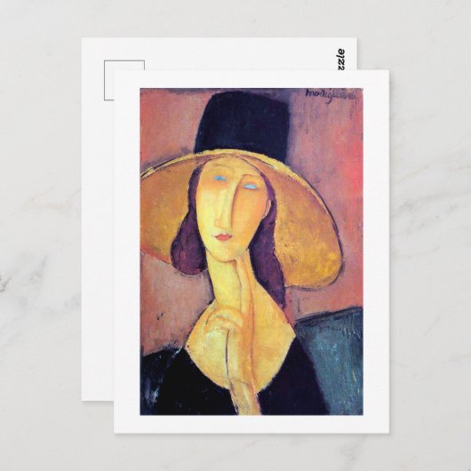 Frau mit Großhut, Modigliani Postkarte (Vorne/Hinten)