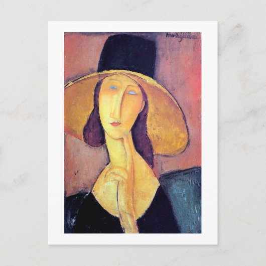 Frau mit Großhut, Modigliani Postkarte (Vorderseite)
