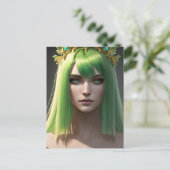 Frau mit grünem Haar Postkarte (Stehend Vorderseite)