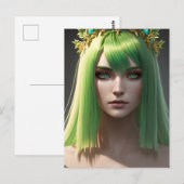 Frau mit grünem Haar Postkarte (Vorne/Hinten)