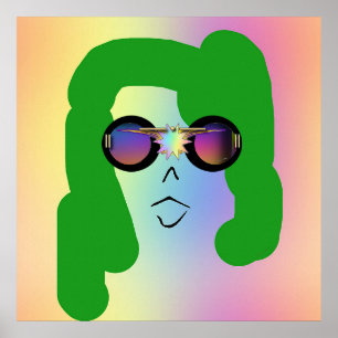 Frau mit grünem Haar + Sonnenbrille Poster