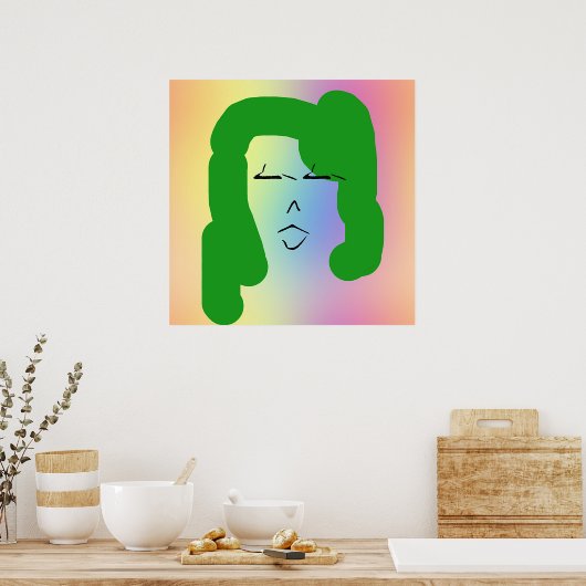 Frau mit grünem Haarbüster Poster (Küche)