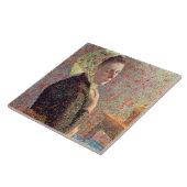 Frau mit grünem Kopftuch, 1893 Fliese (Seite)