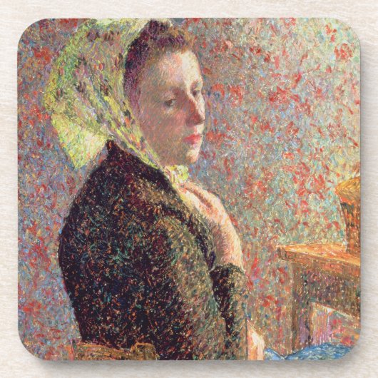 Frau mit grünem Kopftuch, 1893 Getränkeuntersetzer (Vorderseite)