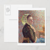 Frau mit grünem Kopftuch, 1893 Postkarte (Vorne/Hinten)