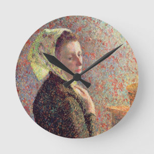Frau mit grünem Kopftuch, 1893 Runde Wanduhr