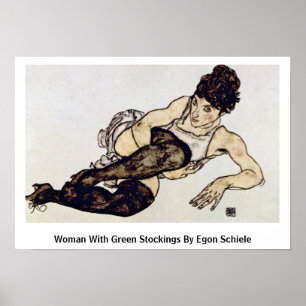 Frau mit grünen Strümpfen von Egon Schiele Poster
