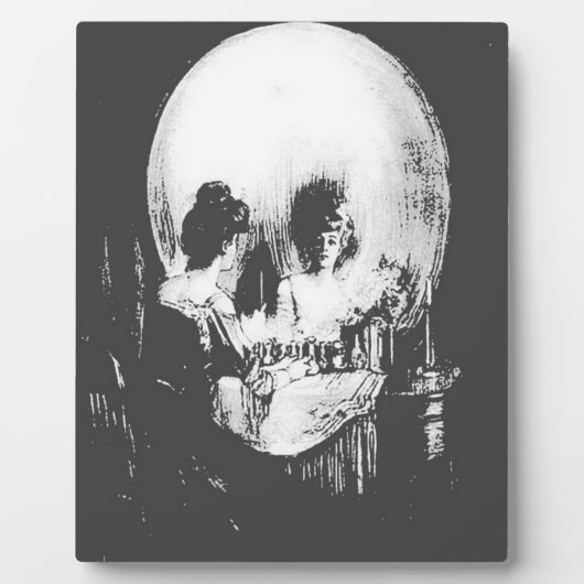 Frau mit Halloween-Reflektion im Spiegel Fotoplatte (Vorderseite)